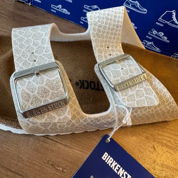 NWT Birkenstock Arizona Sandals in Shiny Magic Snake Print - Picture 2 of 10
